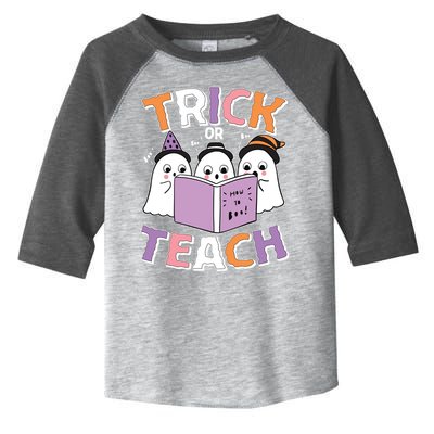 Cute Funny Trick Or Teach Reading Ghost Toddler Fine Jersey T-Shirt