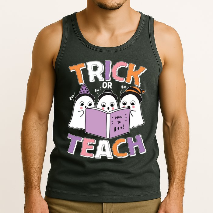 Cute Funny Trick Or Teach Reading Ghost Tank Top
