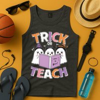 Cute Funny Trick Or Teach Reading Ghost Tank Top