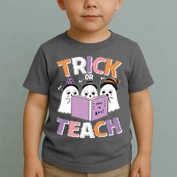 Cute Funny Trick Or Teach Reading Ghost Toddler T-Shirt