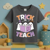 Cute Funny Trick Or Teach Reading Ghost Toddler T-Shirt