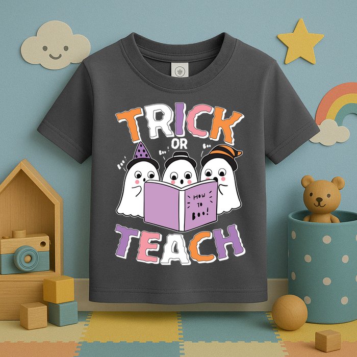 Cute Funny Trick Or Teach Reading Ghost Toddler T-Shirt