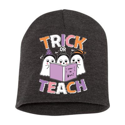 Cute Funny Trick Or Teach Reading Ghost Short Acrylic Beanie