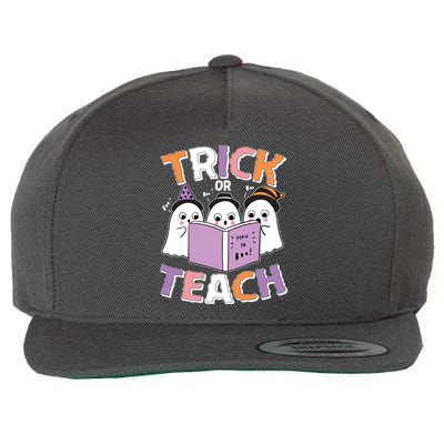 Cute Funny Trick Or Teach Reading Ghost Wool Snapback Cap