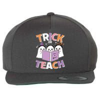 Cute Funny Trick Or Teach Reading Ghost Wool Snapback Cap