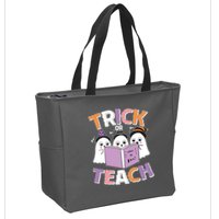 Cute Funny Trick Or Teach Reading Ghost Zip Tote Bag