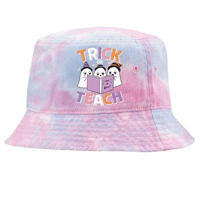 Cute Funny Trick Or Teach Reading Ghost Tie-Dyed Bucket Hat