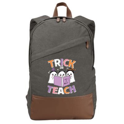 Cute Funny Trick Or Teach Reading Ghost Cotton Canvas Backpack