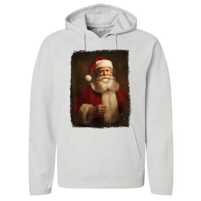 Christmas Funny Trump Santa Claus Retro Vintage Xmas Pajamas Performance Fleece Hoodie