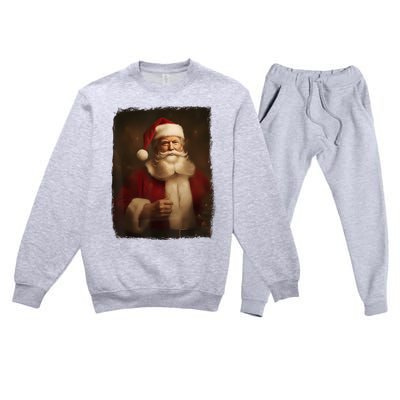 Christmas Funny Trump Santa Claus Retro Vintage Xmas Pajamas Premium Crewneck Sweatsuit Set