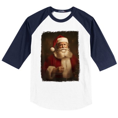 Christmas Funny Trump Santa Claus Retro Vintage Xmas Pajamas Baseball Sleeve Shirt