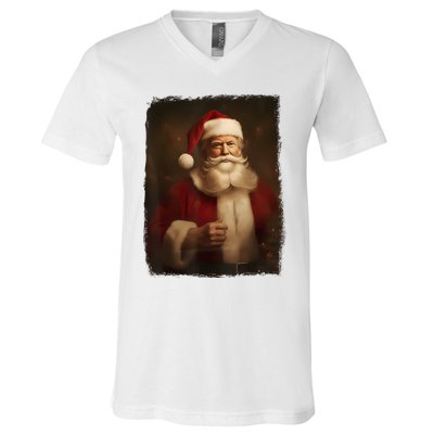 Christmas Funny Trump Santa Claus Retro Vintage Xmas Pajamas V-Neck T-Shirt