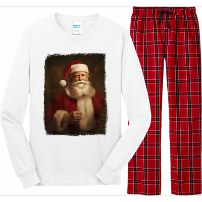 Christmas Funny Trump Santa Claus Retro Vintage Xmas Pajamas Long Sleeve Pajama Set