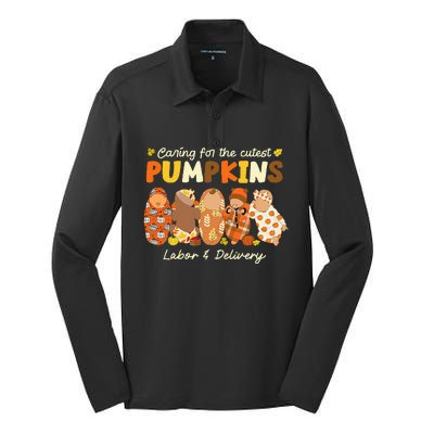 Caring For The Cutest Pumpkins Labor & Delivery Nurse Fall Silk Touch Performance Long Sleeve Polo