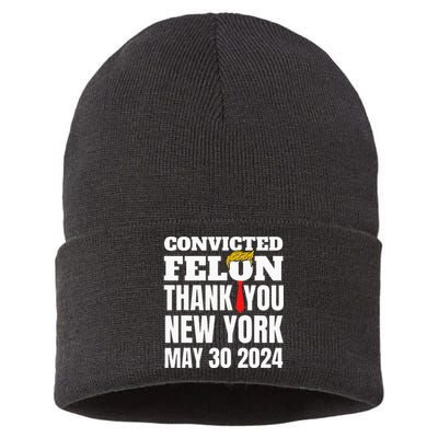 Convicted Felon Trump Hair Tie Thank You Ny New York 53024 Sustainable Knit Beanie