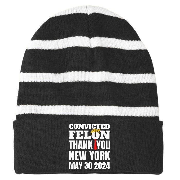 Convicted Felon Trump Hair Tie Thank You Ny New York 53024 Striped Beanie with Solid Band