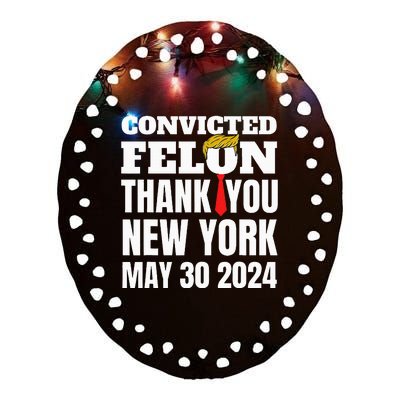 Convicted Felon Trump Hair Tie Thank You Ny New York 53024 Ceramic Oval Ornament