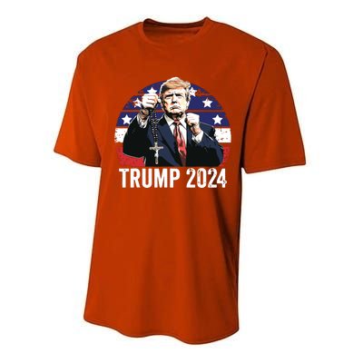 Catholics For Trump 2024 Rosary Election Performance Sprint T-Shirt