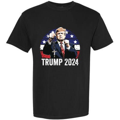 Catholics For Trump 2024 Rosary Election Garment-Dyed Heavyweight T-Shirt