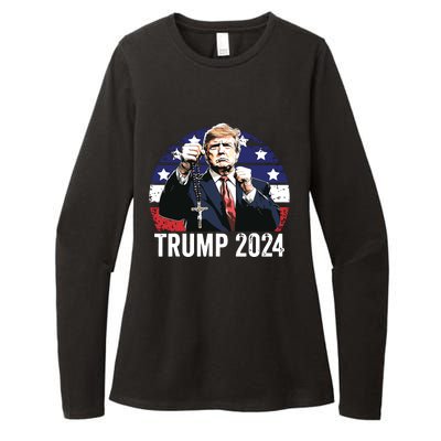 Catholics For Trump 2024 Rosary Election Womens CVC Long Sleeve Shirt