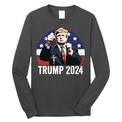 Catholics For Trump 2024 Rosary Election Long Sleeve Shirt