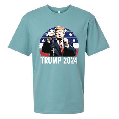 Catholics For Trump 2024 Rosary Election Sueded Cloud Jersey T-Shirt