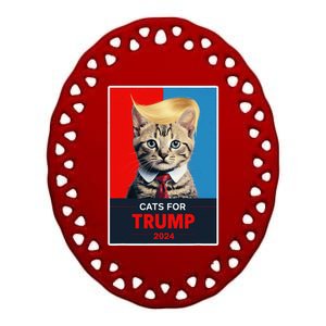 Cats For Trump 2024 Election Gift Ceramic Oval Ornament