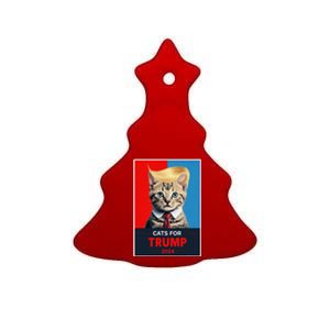 Cats For Trump 2024 Election Gift Ceramic Tree Ornament