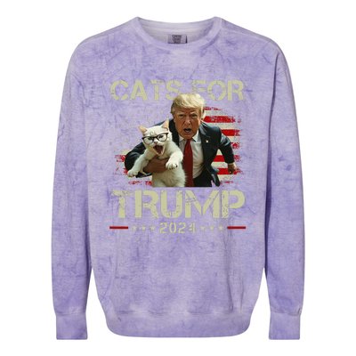 Cats For Trump 2024 Funny Vote For Trump Cats 2024 Gift Colorblast Crewneck Sweatshirt