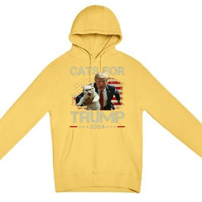 Cats For Trump 2024 Funny Vote For Trump Cats 2024 Gift Premium Pullover Hoodie