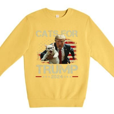 Cats For Trump 2024 Funny Vote For Trump Cats 2024 Gift Premium Crewneck Sweatshirt