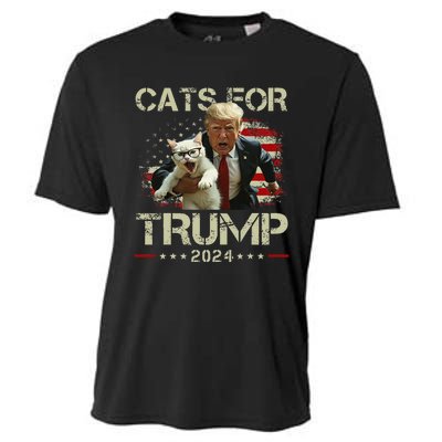 Cats For Trump 2024 Funny Vote For Trump Cats 2024 Gift Cooling Performance Crew T-Shirt