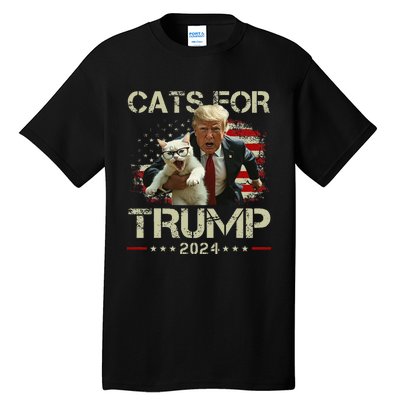 Cats For Trump 2024 Funny Vote For Trump Cats 2024 Gift Tall T-Shirt