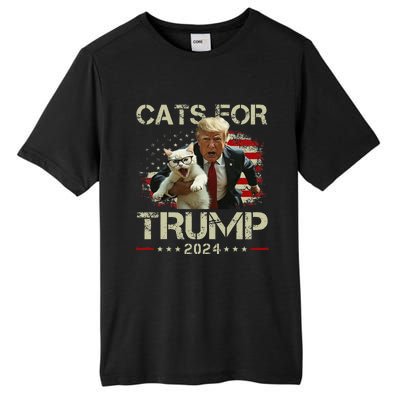 Cats For Trump 2024 Funny Vote For Trump Cats 2024 Gift Tall Fusion ChromaSoft Performance T-Shirt