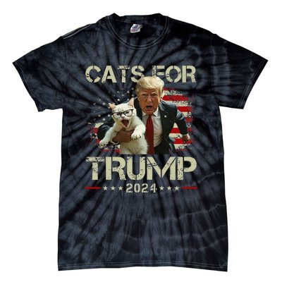 Cats For Trump 2024 Funny Vote For Trump Cats 2024 Gift Tie-Dye T-Shirt