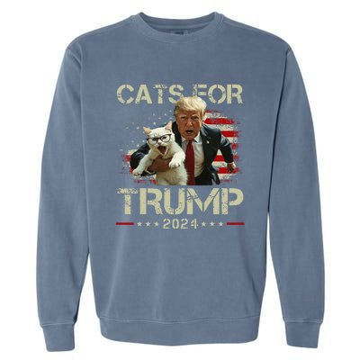 Cats For Trump 2024 Funny Vote For Trump Cats 2024 Gift Garment-Dyed Sweatshirt