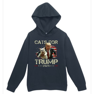 Cats For Trump 2024 Funny Vote For Trump Cats 2024 Gift Urban Pullover Hoodie