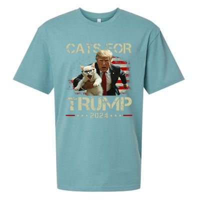 Cats For Trump 2024 Funny Vote For Trump Cats 2024 Gift Sueded Cloud Jersey T-Shirt