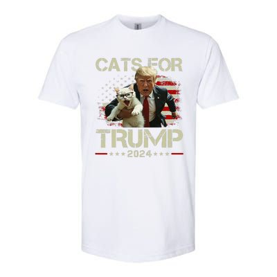 Cats For Trump 2024 Funny Vote For Trump Cats 2024 Gift Softstyle CVC T-Shirt