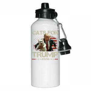 Cats For Trump 2024 Funny Vote For Trump Cats 2024 Gift Aluminum Water Bottle 