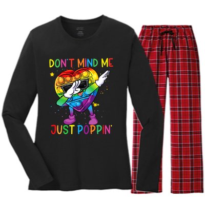 Colorful Fidget Toy DonT Mind Me Just Poppin Pop It Women's Long Sleeve Flannel Pajama Set 