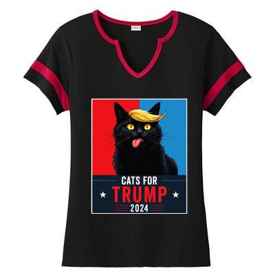 Cats For Trump 2024 Sarcastic For Vance Trump President Cat Ladies Halftime Notch Neck Tee