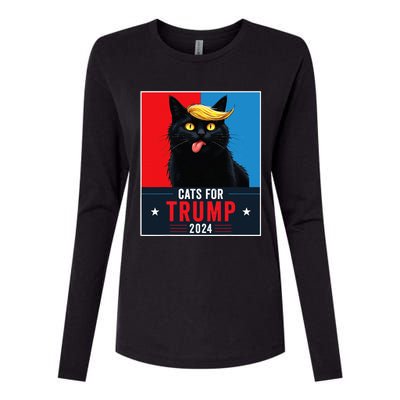 Cats For Trump 2024 Sarcastic For Vance Trump President Cat Womens Cotton Relaxed Long Sleeve T-Shirt