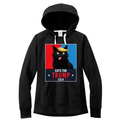 Cats For Trump 2024 Sarcastic For Vance Trump President Cat Women's Fleece Hoodie