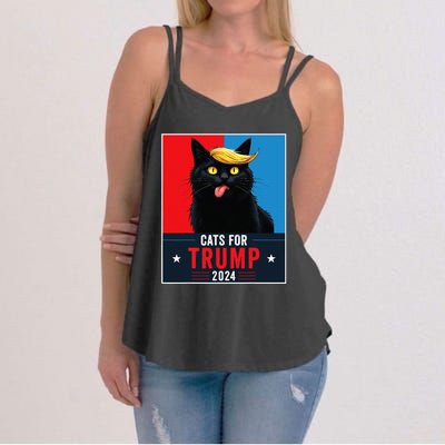 Cats For Trump 2024 Sarcastic For Vance Trump President Cat Women's Strappy Tank