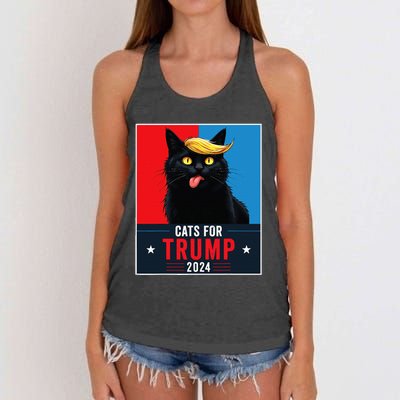 Cats For Trump 2024 Sarcastic For Vance Trump President Cat Women's Knotted Racerback Tank