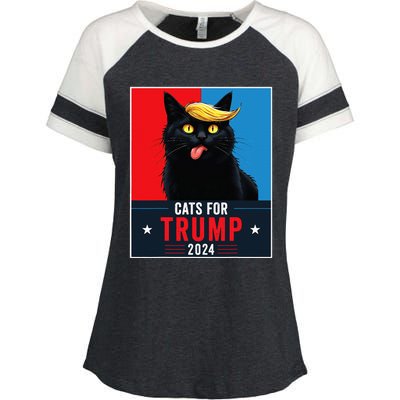 Cats For Trump 2024 Sarcastic For Vance Trump President Cat Enza Ladies Jersey Colorblock Tee