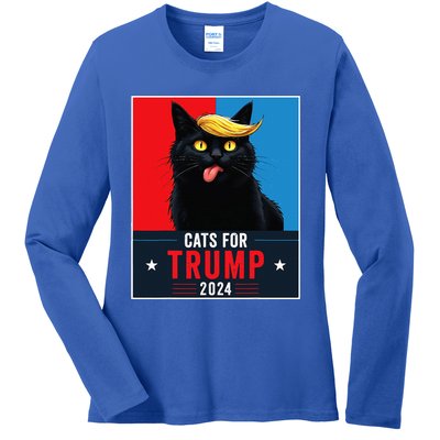 Cats For Trump 2024 Sarcastic For Vance Trump President Cat Ladies Long Sleeve Shirt