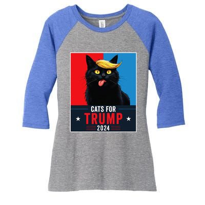 Cats For Trump 2024 Sarcastic For Vance Trump President Cat Women's Tri-Blend 3/4-Sleeve Raglan Shirt