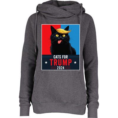 Cats For Trump 2024 Sarcastic For Vance Trump President Cat Womens Funnel Neck Pullover Hood